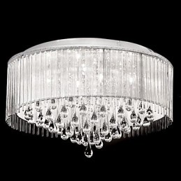 Elegante lámpara colgante de cristal con 8 luces y pantalla cilíndrica