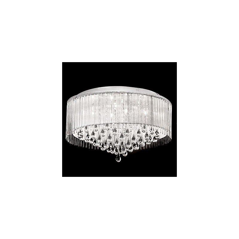 Elegante lámpara colgante de cristal con 8 luces y pantalla cilíndrica