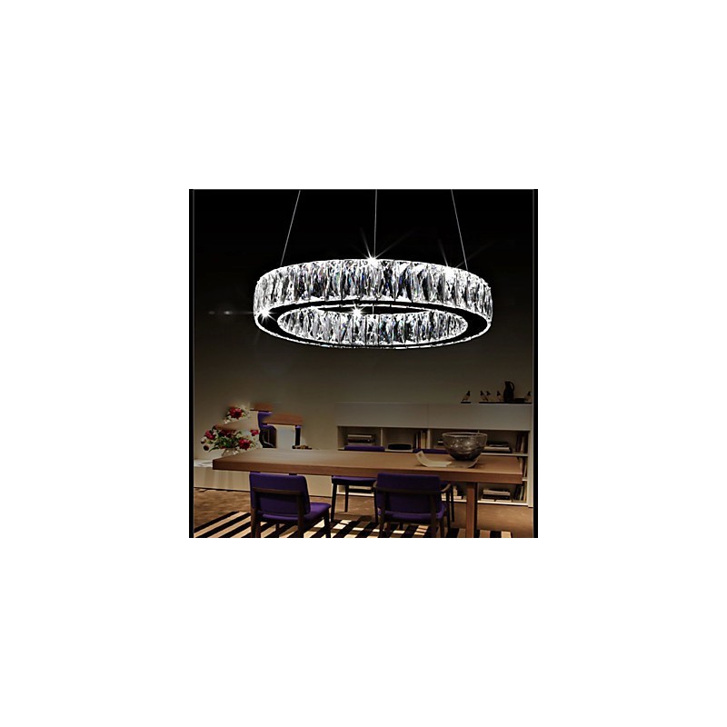 Lámparas de araña de cristal modernas con anillos individuales K9, lámparas de techo de cristal grandes para interiores