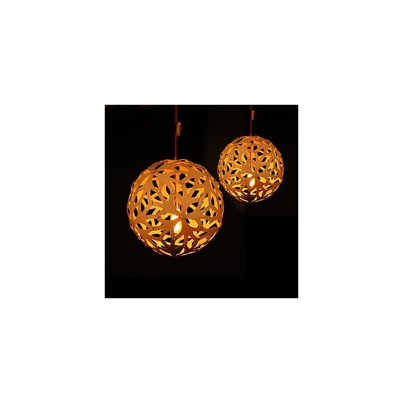 Lámpara de araña estilo mini linterna de madera de bambú