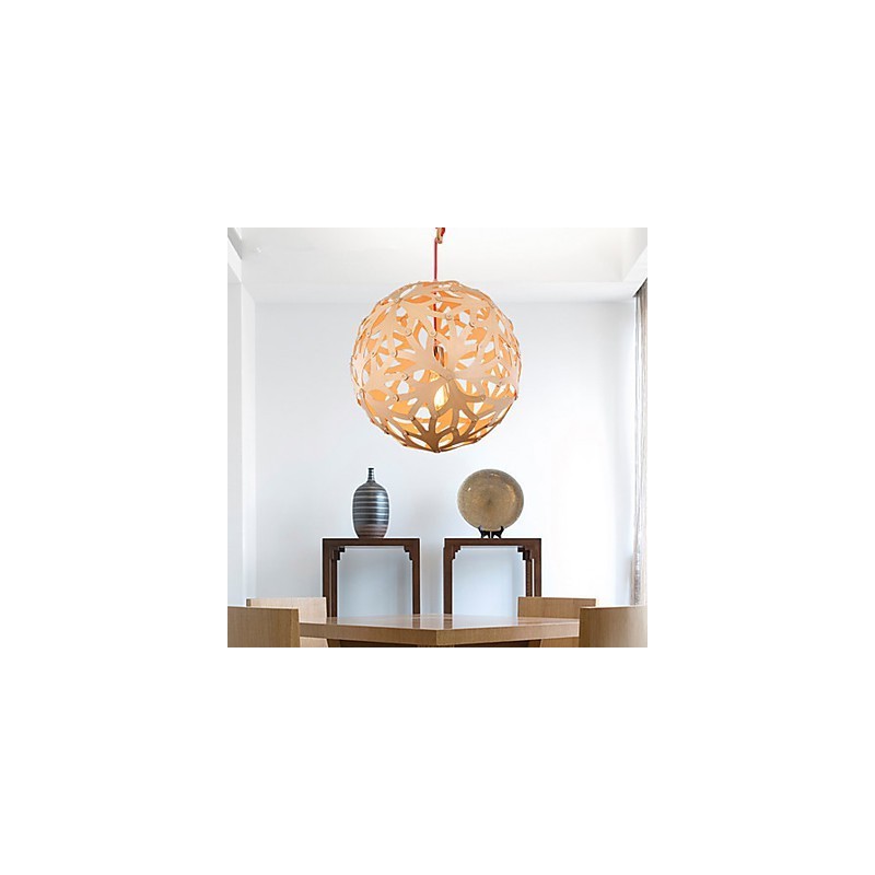 Lámpara de araña estilo mini linterna de madera de bambú