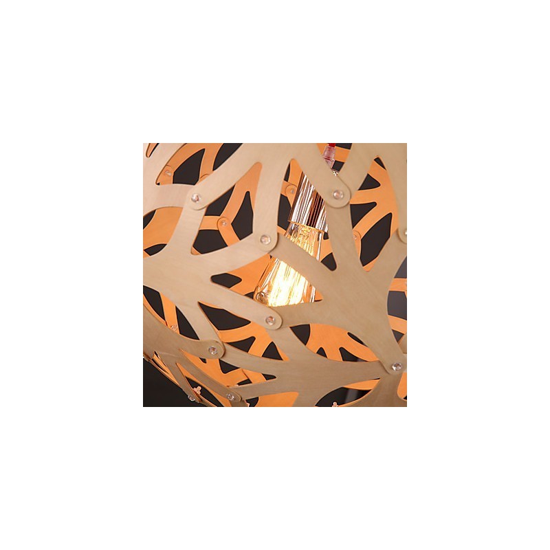 Lámpara de araña estilo mini linterna de madera de bambú