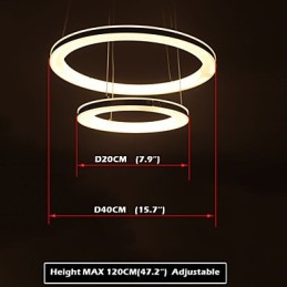 Lámpara colgante de acrílico redonda con 2 anillos