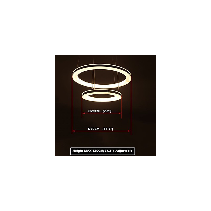 Lámpara colgante de acrílico redonda con 2 anillos