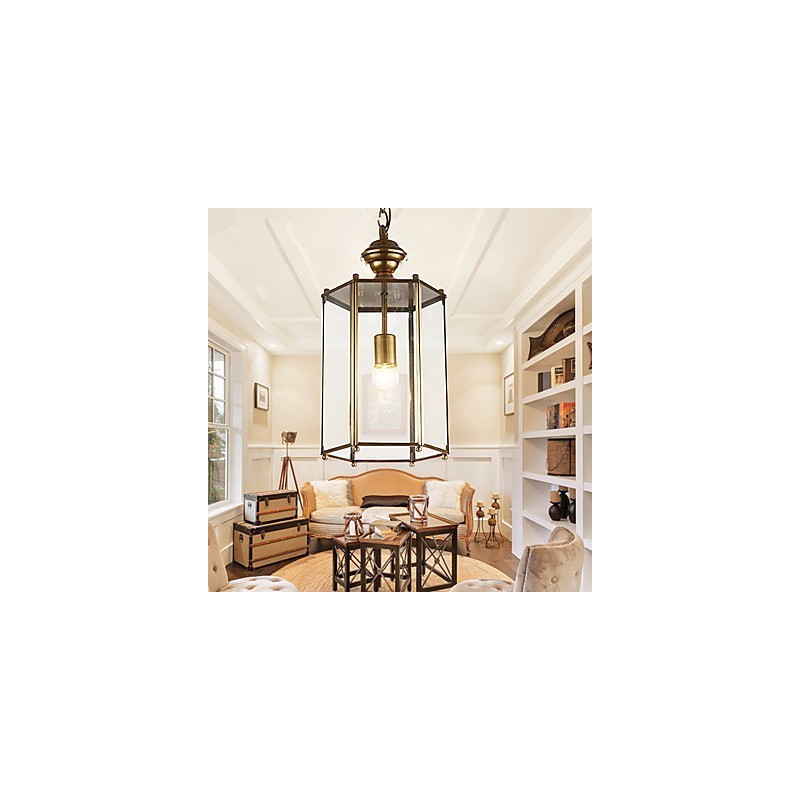 Lámparas colgantes de cristal estilo mini, tradicionales, clásicas, de metal.