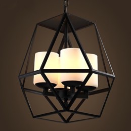 Lámpara de araña moderna de hierro negro vintage americana de nivel superior, 4 luces