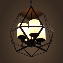 Lámpara de araña moderna de hierro negro vintage americana de nivel superior, 4 luces