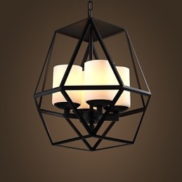 Lámpara de araña moderna de hierro negro vintage americana de nivel superior, 4 luces