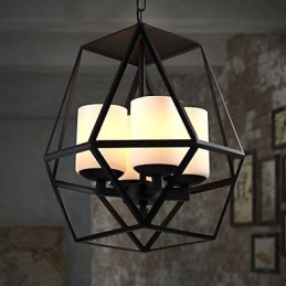 Lámpara de araña moderna de hierro negro vintage americana de nivel superior, 4 luces