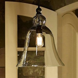Lámpara colgante de cristal con pintura estilo campestre en miniatura