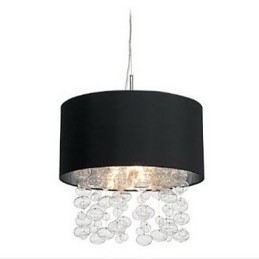 Lámpara colgante moderna con 7 luces y pantalla de tela negra (base)