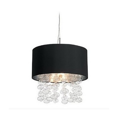 Lámpara colgante moderna con 7 luces y pantalla de tela negra (base)