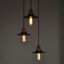 Lámpara colgante vintage de 3 luces con pantalla de hierro