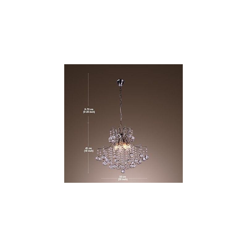 Lámpara colgante moderna de metal galvanizado estilo mini cristal contemporáneo