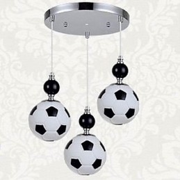 Lámpara colgante redonda clásica moderna de fútbol de 3 luces