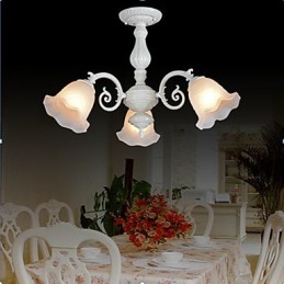 Lámpara empotrada de tres luces, estilo retro europeo clásico, color blanco