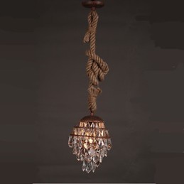 Lámpara de araña de cristal de imitación de viento industrial de cáñamo de estilo retro para salón