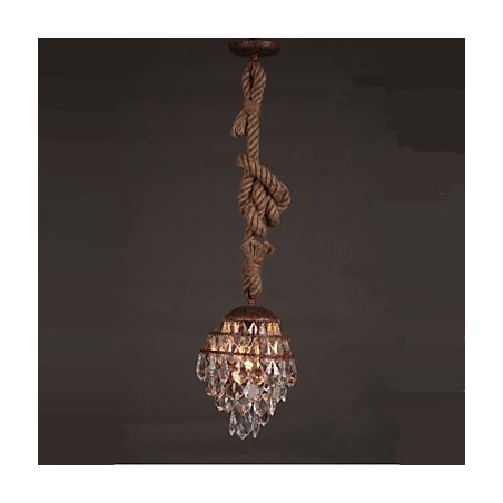 Lámpara de araña de cristal de imitación de viento industrial de cáñamo de estilo retro para salón Lámpara de araña de cristal de imitación de viento industrial de cáñamo de estilo retro para salón