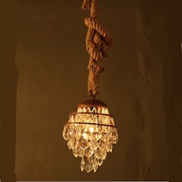 Lámpara de araña de cristal de imitación de viento industrial de cáñamo de estilo retro para salón