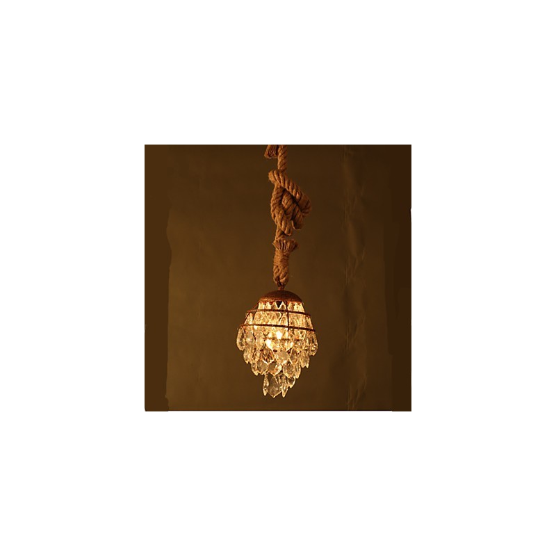 Lámpara de araña de cristal de imitación de viento industrial de cáñamo de estilo retro para salón