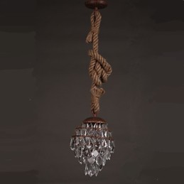 Lámpara de araña de cristal de imitación de viento industrial de cáñamo de estilo retro para salón