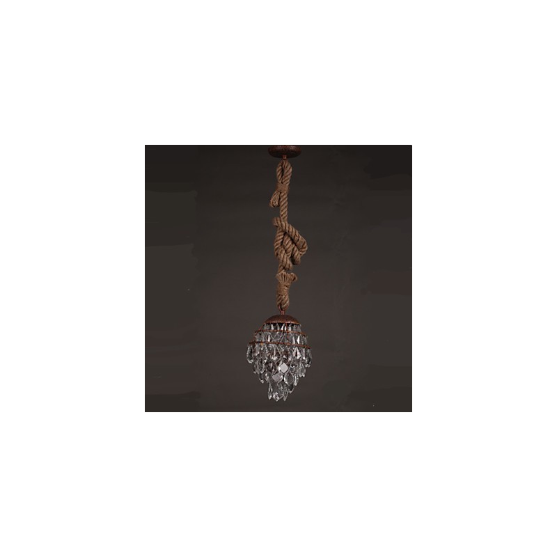 Lámpara de araña de cristal de imitación de viento industrial de cáñamo de estilo retro para salón
