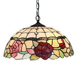 Lámpara colgante de 2 luces con pantalla estampada en rosa