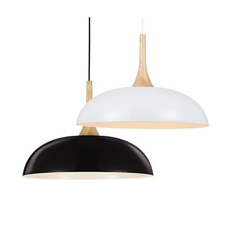 Lámpara colgante artística mini de 1 luz, moderna simplicidad, acabado en blanco y negro, de aluminio y madera. Lámpara colgante artística mini de 1 luz, moderna simplicidad, acabado en blanco y negro, de aluminio y madera.
