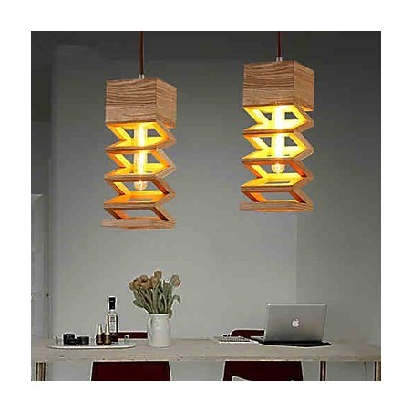 Lámparas colgantes de madera rústica de bambú