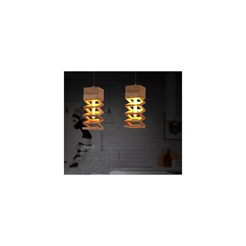 Lámparas colgantes de madera rústica de bambú