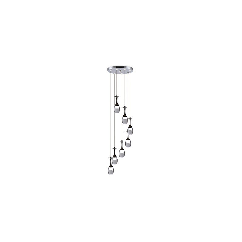 Lámpara colgante moderna con 7 luces y bombillas integradas para escalera.