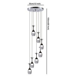 Lámpara colgante moderna con 7 luces y bombillas integradas para escalera.