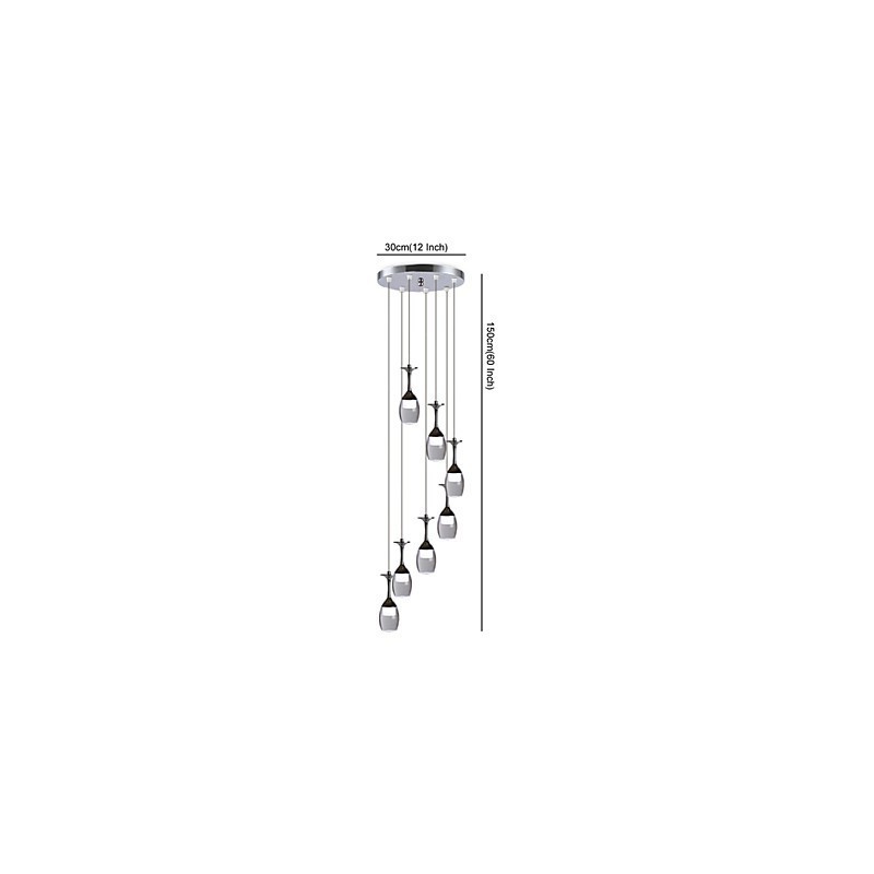 Lámpara colgante moderna con 7 luces y bombillas integradas para escalera.