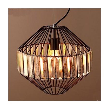 Lámpara de araña de cristal con forma de jaula de pájaros de hierro forjado vintage Lámpara de araña de cristal con forma de jaula de pájaros de hierro forjado vintage