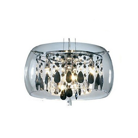 Lámpara colgante moderna y contemporánea de cristal en forma de tambor, estilo mini, galvanizada Lámpara colgante moderna y contemporánea de cristal en forma de tambor, estilo mini, galvanizada