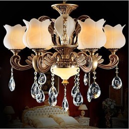 Lámpara colgante de cristal europea y lámpara de lujo.