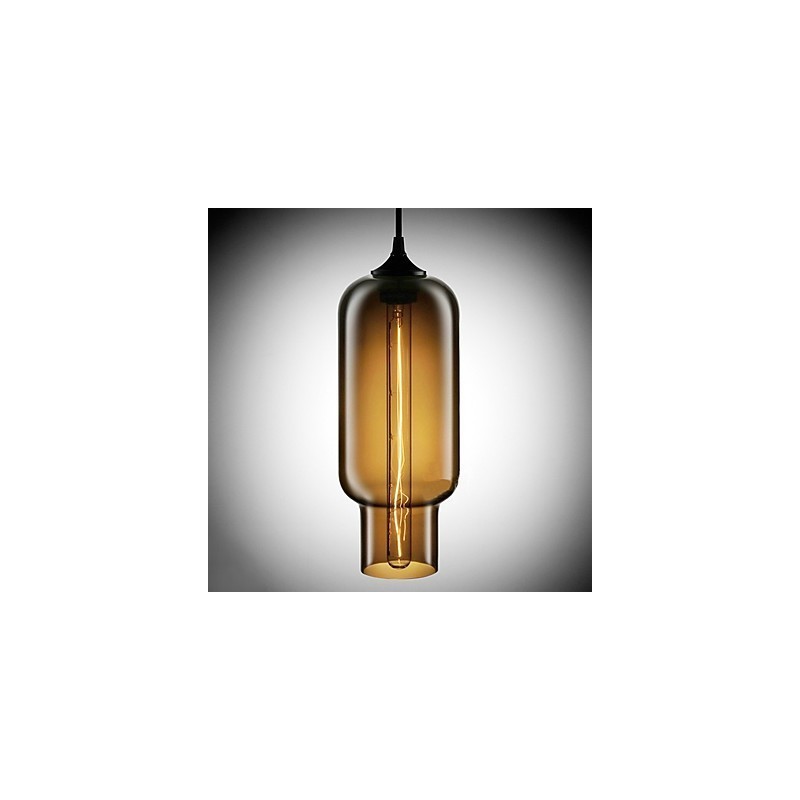 Lámpara colgante moderna de cristal de 70 W con diseño de burbujas marrones