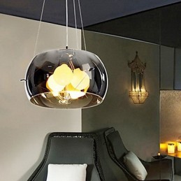 Lámpara colgante moderna de estilo italiano de 3 luces con pantalla transparente negra