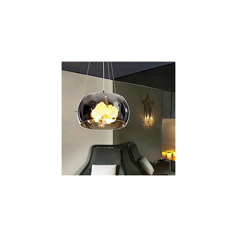 Lámpara colgante moderna de estilo italiano de 3 luces con pantalla transparente negra