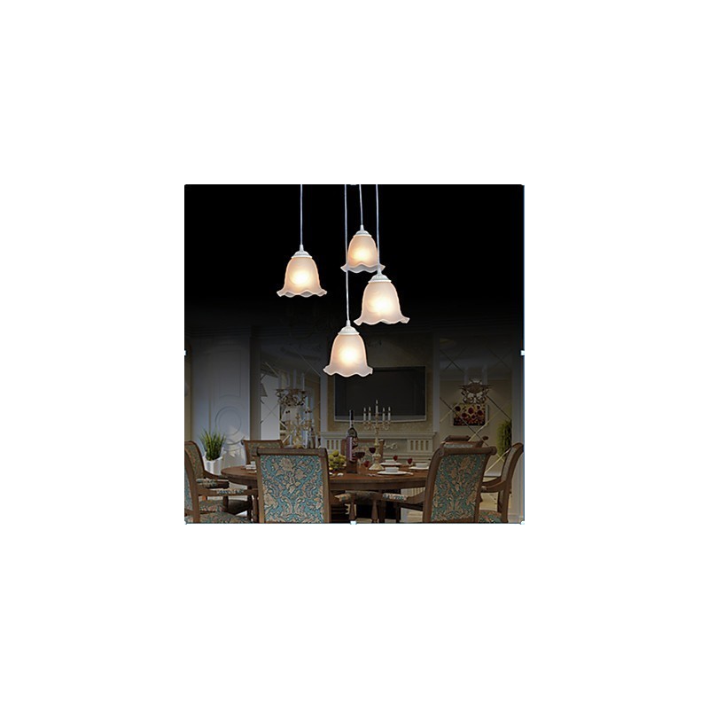 Lámpara colgante de cuatro luces blanca europea retro clásica