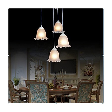 Lámpara colgante de cuatro luces blanca europea retro clásica Lámpara colgante de cuatro luces blanca europea retro clásica