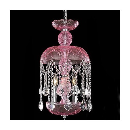 Lámpara colgante moderna de cristal con 3 luces en pantalla rosa Lámpara colgante moderna de cristal con 3 luces en pantalla rosa