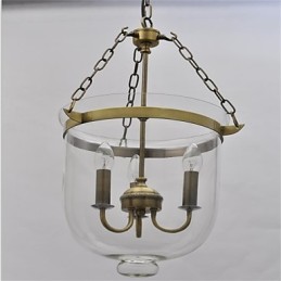 Lámpara de araña de cristal con forma de campana de templo vintage de estilo country americano