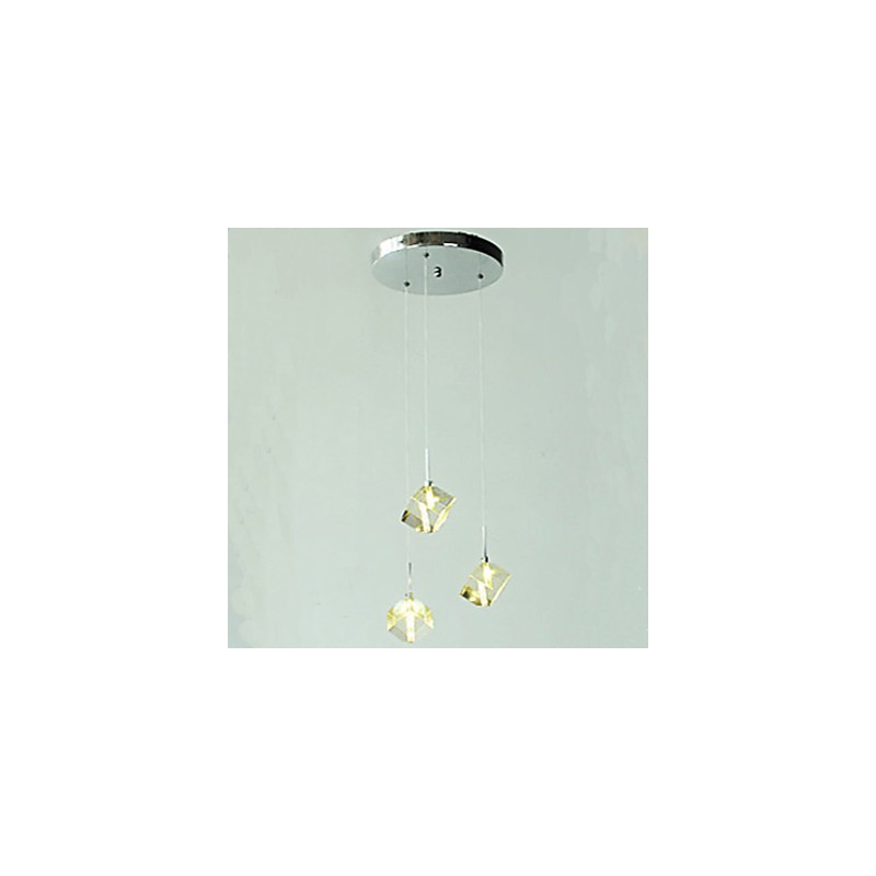 Lámpara de cristal de moda con colgante de cristal de tres cabezas