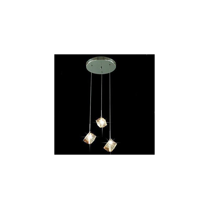 Lámpara de cristal de moda con colgante de cristal de tres cabezas