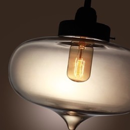 Lámpara colgante de cristal transparente con diseño de burbujas marrones