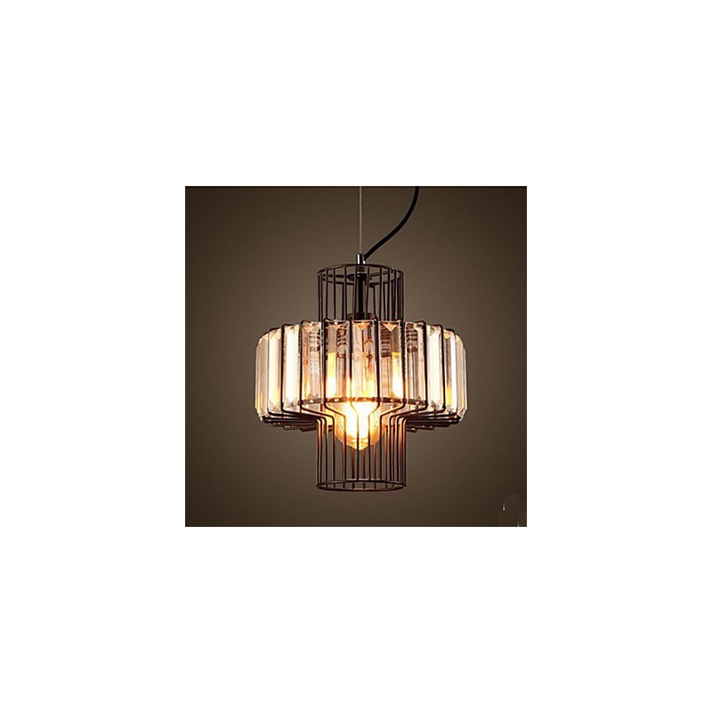 Lámpara colgante pequeña de cristal estilo country americano