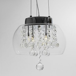 Lámpara colgante artística de cristal de 4 luces con pantalla de cristal