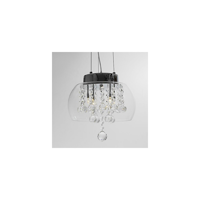 Lámpara colgante artística de cristal de 4 luces con pantalla de cristal
