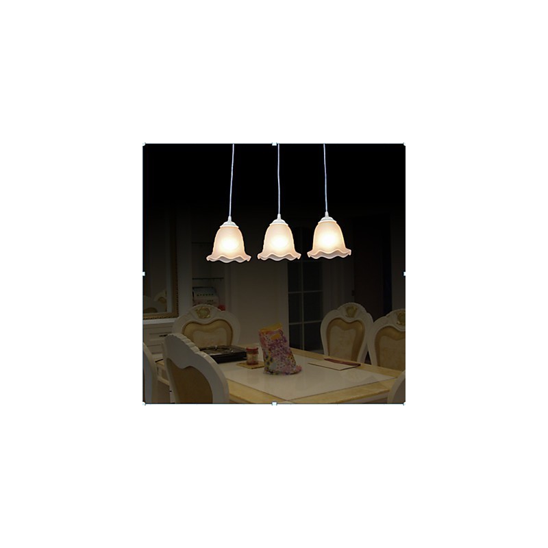 Lámpara colgante de tres luces blanca europea retro clásica